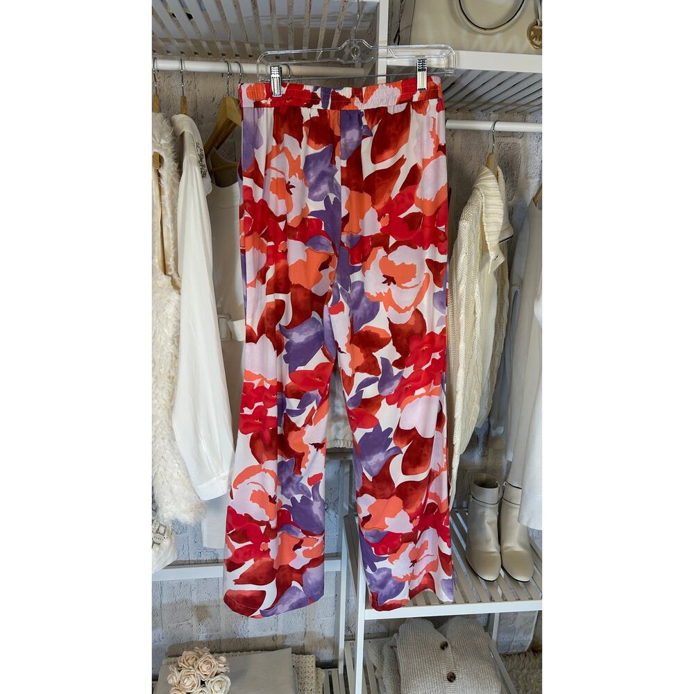 Gigio Women's Size M Multicolor Floral Flare Leg Pants #0313 - Picture 13 of 16